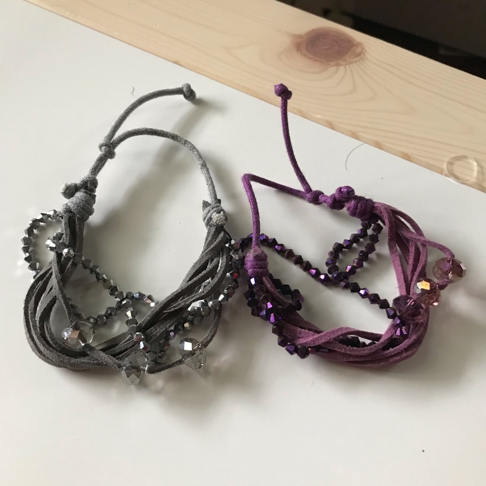 Leather and beaded bracelets